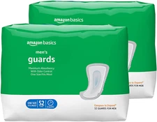 Amazon Basics Men'S Incontinence Guards, Maximum Absorbency, 104 Count, (2 Packs