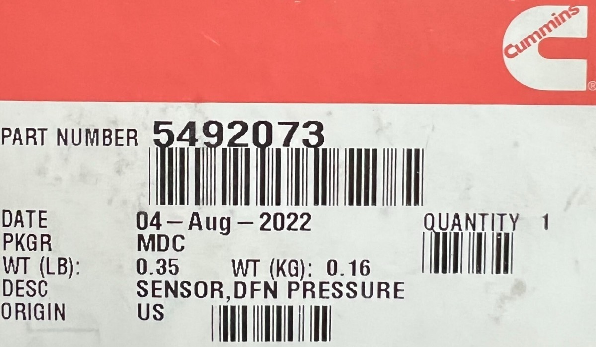 5492073 Genuine Cummins Differential Pressure Sensor OEM