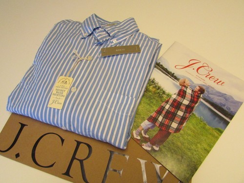 NWT AUTHENTIC J.CREW SECRET WASH SHIRT IN MEDIUM STRIPE / Size XS - Foto 10 di 12