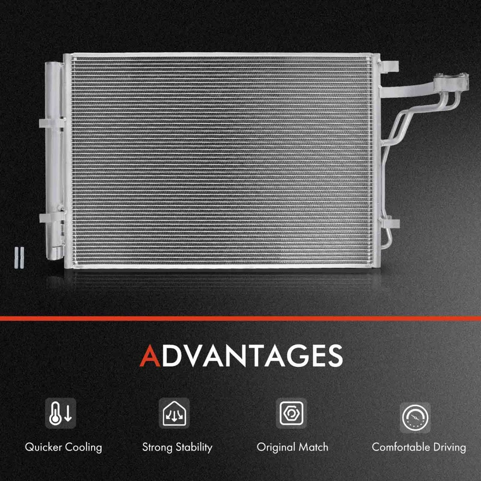 2x Kit de refrigeración de radiador y condensador de CA de aluminio para Kia Soul 2014-2016 1,6 L 2,0 L Foto 4 de 4