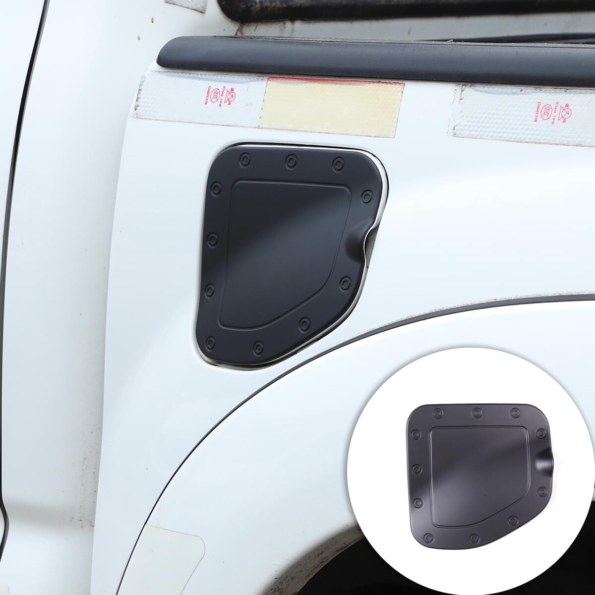 Matte black Exterior Filler Fuel Door Tank Gas Trim For Toyota