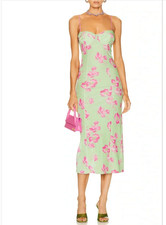 LoveShackFancy Sima Midi Dress In Peony Mint Color size M
