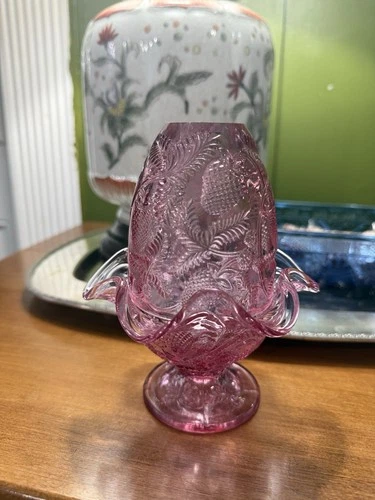 Fenton Rose Pink Inverted Strawberry Fairy Lamp Top