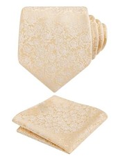 Mens 3.15inches Rose Flower Pattern Tie with Floral Printed 145-champagne