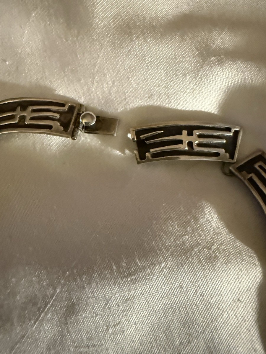 VTG Taxco Mexico Sterling 16in Choker Overlay Necklace 29Grams! View 5