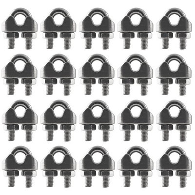 HSTECH 20PCS 1/8 Inch M3 304 Stainless Steel Wire Rope Cable Clip M3-1/8'' 
