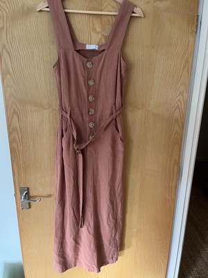Isalis Net A Porter Blush Linen Cotton Midi Button Pencil Dress Size M |  eBay UK