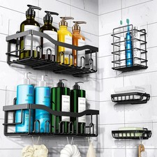 5 Pack/Set Shower Caddy Adhesive Shower Organizer for Bathroom Kitchen Black
