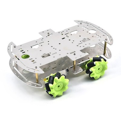 Für DIY  4WD Aluminium Mecanum Roboterauto, Zweilagige Bodenplatt5730