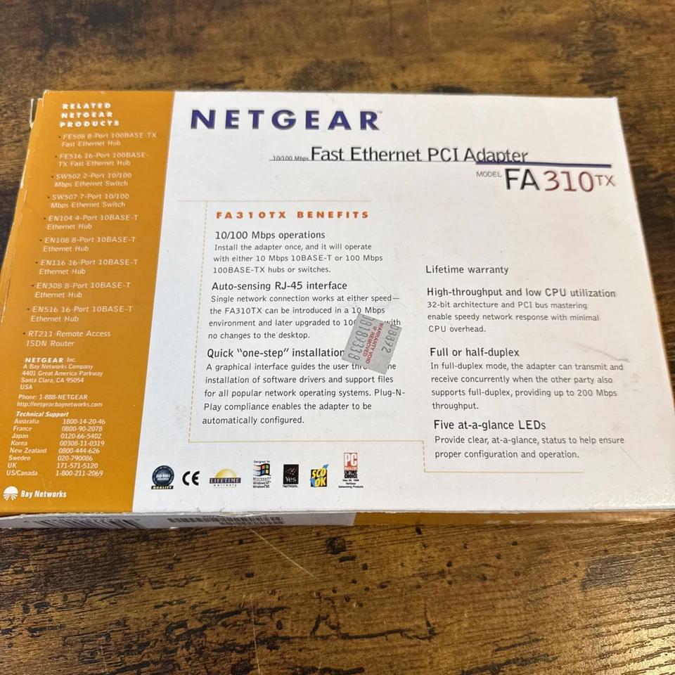 Netgear FA-310TX Fast Ethernet PCI Adapter Card 10/100 Mbps NEW FACTORY SEALED - Image 2 of 3