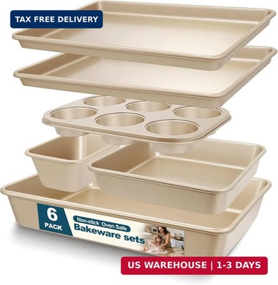 Baking Pans Set, Nonstick Stackable Bakeware Sets, Oven Pans for Cooking, AIVIKI