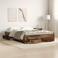 Bett Mit Schubladen Altholz 135X190 Cm Holzwerkstoff