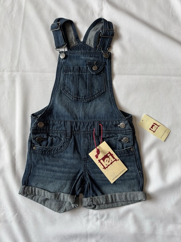 NWT LEI Blue Denim Blue Jean Short Overall Bibs Shorts LEI Size Girls X Small XS