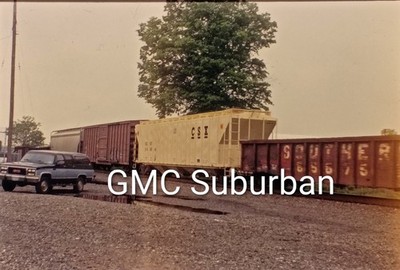 Orig Train Slide CSX Chessie Seaboard CSXT 249514 Hopper GMC Suburban 