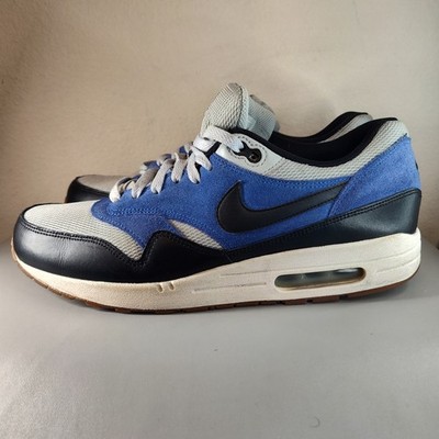 Nike Air Max 1 Shoes Mens Size 11.5 Blue Suede Mesh Running Sneakers 537383-022