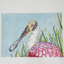 Needle Crossings Hand painted Needlepoint Canvas Roseate Spoonbill bird 13 ct