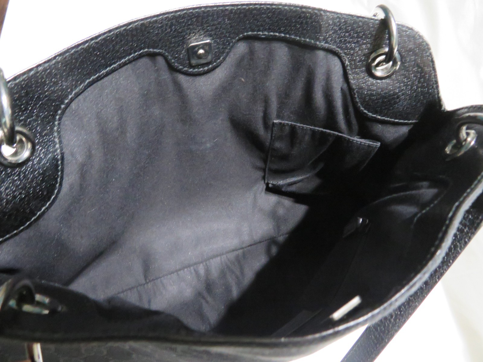 Authentic GUCCI Eclipse Black Canvas Leather Hand… - image 8