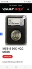 1953 S 50c Franklin Silver Half Dollar NGC MS 66 Vault Box Black Core Label
