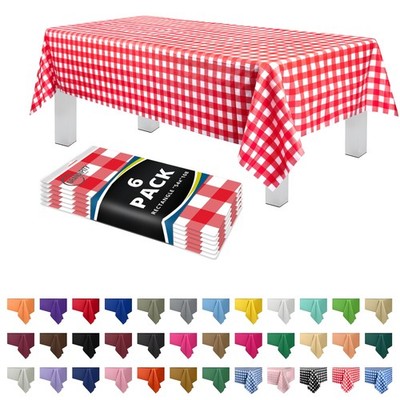 Red Gingham Checkered Plastic Table Cloth Disposable (6 Pk) 54in x 108in Plas...