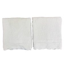 Vintage Linens N Things Matelasse Pillow Shams Quilt Cotton Scalloped Edge Sage