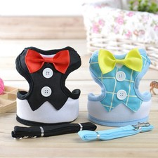 Fashion Cute Small Dog Harness Soft Mesh Dog Harness Vest Bowtie Dog Suit Leash