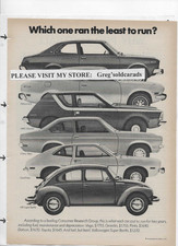 Original 1973 or 1974 Volkswagen Beetle vintage print ad: "Which one ran the
