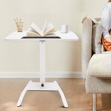 Home Podium Desk Standing Lifting Desk W/wheels Adjustable Angle & Height White