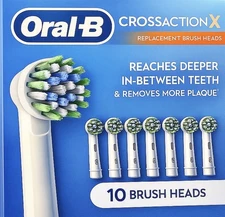 Oral-B Cross Action X Replacement Brush Heads 10ct Repackaged New Sealed