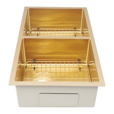 Double Bowl Sink Kitchen Sink 304 Stainless Steel Sink with Grid and Drainer