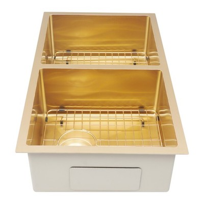 Double Bowl Sink Kitchen Sink 304 Stainless Steel Sink with Grid and Drainer