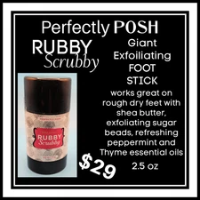 NEW Perfectly Posh  RUBBY SCRUBBY Giant Foot Stick Exfoliating 2.5 oz FREE SHIP