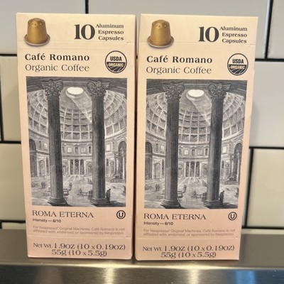 20 Organic Café Romano Coffee Espresso Pods Nespresso Machine ROMA ETERNA 2026
