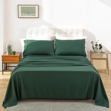 3-Piece Twin Olive Green Sheet Set Extra Deep Pocket Hotel Bedding Cooling