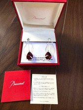 Baccarat Psychedelic Chain Earrings Crystal Silver 925 Baccarat Red With Box