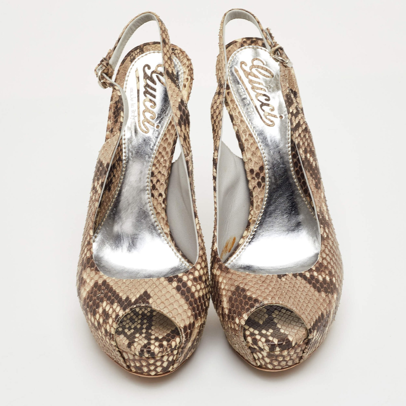 Gucci Sofia Size 36 GreyBrown Python Leather Peep… - image 3