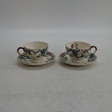Royal Cauldon Victoria 2 Teacup & Saucer Set Fine Bone China Vintage Tea Cups
