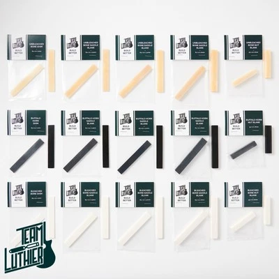 MAESTRO BONE SADDLE / NUT BLANKS SHIMS BLEACHED & UNBLEACHED, BLACK BUFFALO HORN