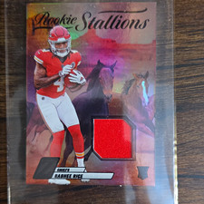 Panini 2023 Zenith Rookie Stallions Rashee Rice Chiefs RC MEM Card #RS-RRE. rookie card picture