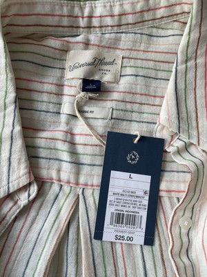 NWT Women s Long Sleeve Blouse- Button Front Universal Thread Multi Stripe sz L