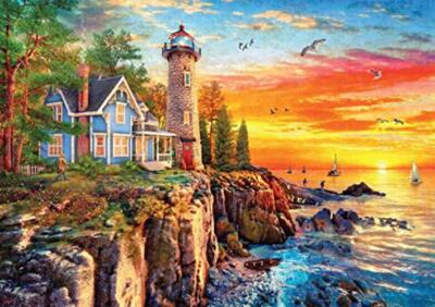 - Rocky Cliff Lighthouse - 300 Large Piece Jigsaw Puzzle 