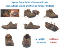 Hyena Dune Safety Trainers Brown Camouflage Lining And Strong Rubber Outsole Hyena Dune Safety Trainers Brown Camouflage Lining And Strong Rubber Outsole