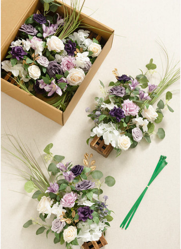 Ling's Moment Aisle Runner Purple (Lilac & Gold) Faux Flower Set!
