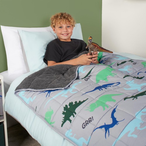 Weighted Blanket Kids Dino Sensory Sleep Therapy Anxiety Soft Teddy Fleece Throw - Picture 3 of 7