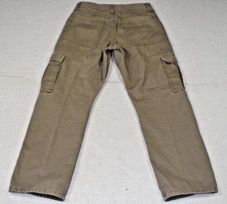 Pantalones cargo vintage Wrangler talla 30 x 27 verde militar cálidos totalmente forrados de vellón Foto 2 de 4
