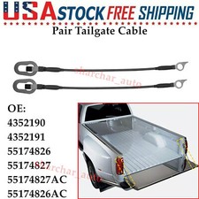 2 Tailgate Tail Gate Rear Support Cable Strap Lr Fits 1987-2010 Dodge Dakota