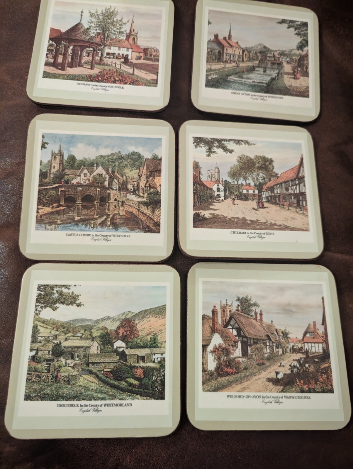 Pimpernel English Villages Coasters Set of 6 VTG Cork Back national trust eBay