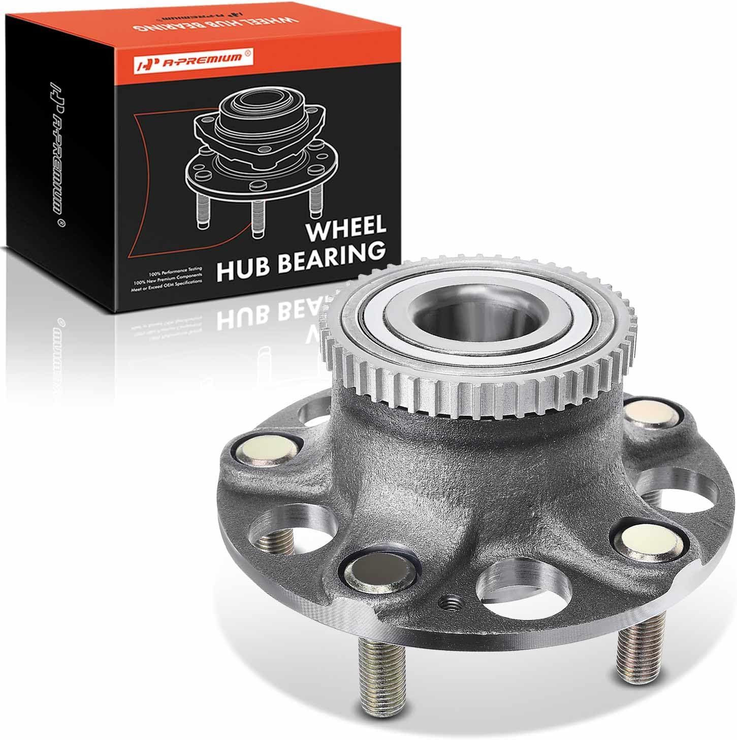 Rear Wheel Bearing and Hub Assembly with ABS Ring & 5-Lug Compatible with Acura