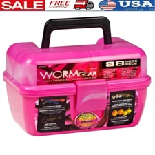 88 Piece Fishing Tackle Box Kit W/ Floats Hooks Stringer Removable Tray Storage