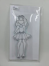 Prima Marketing Mixed Media Doll W Long Hair Cling 7.5" Rubber Stamp