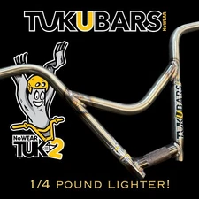 New Tuk2 USA Made Nowear 4 Piece BMX Handlebars 9.5” TUKUBARS Raw